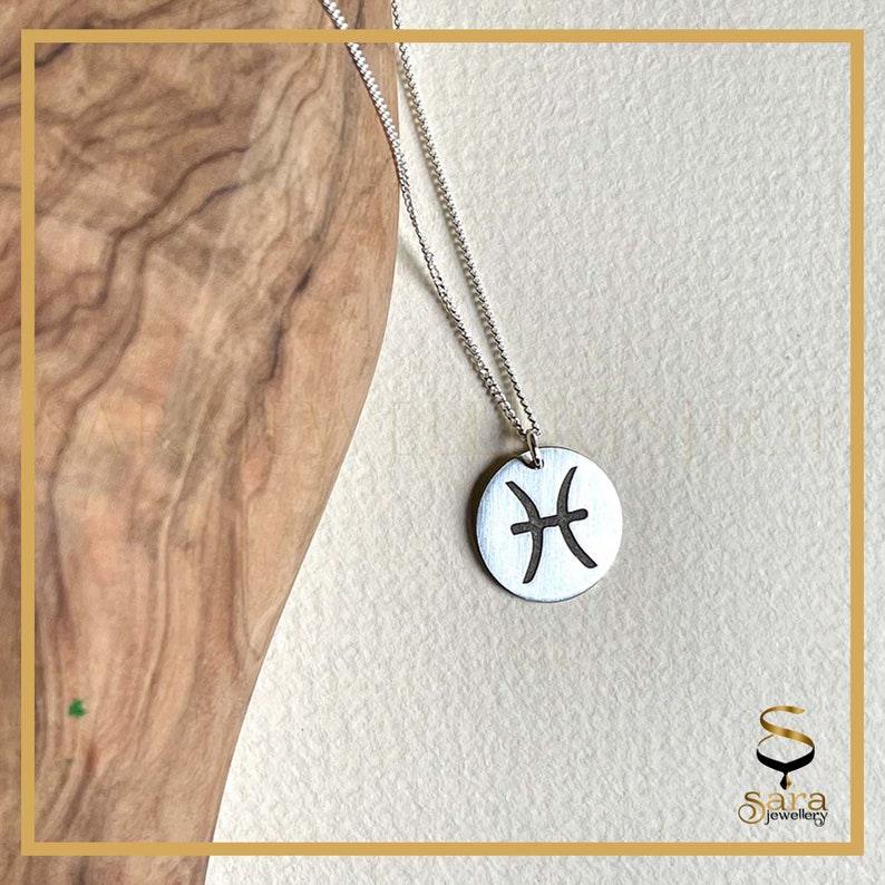 Zodiac Coin Necklace| Sterling silver minimal zodiac necklaces| Minimal pendant| Zodiac pendant - Sara jewellery shop