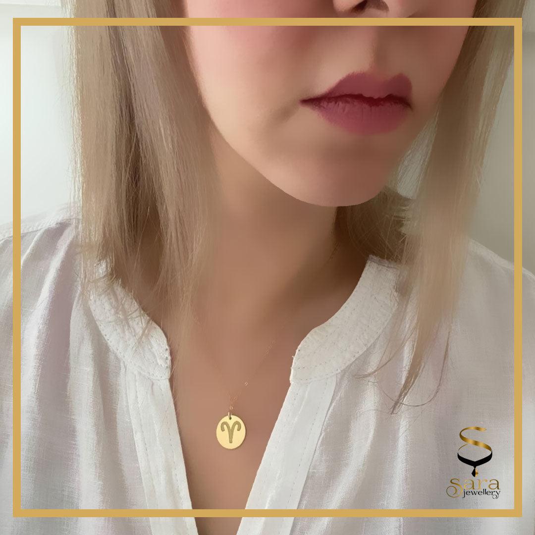 Zodiac Coin Necklace| Sterling silver minimal zodiac necklaces| Minimal pendant| Zodiac pendant - Sara jewellery shop