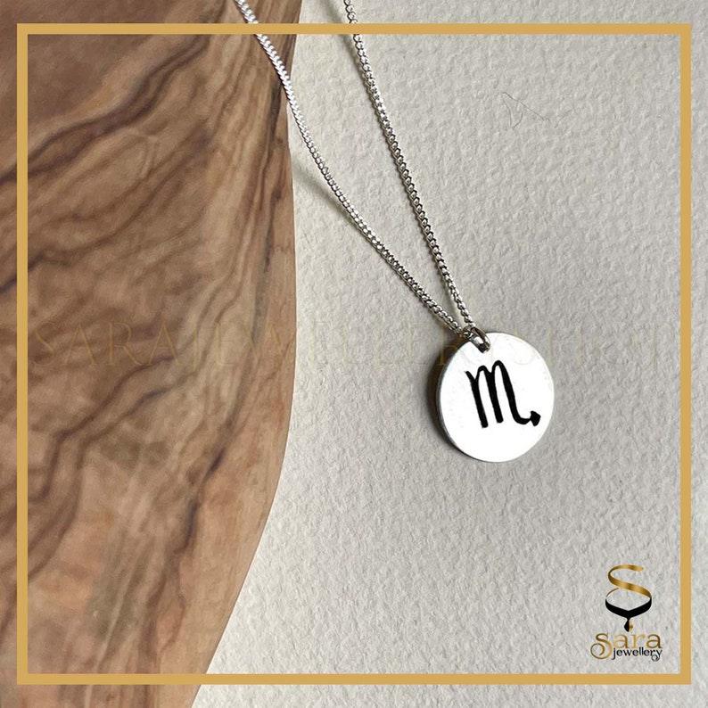 Zodiac Coin Necklace| Sterling silver minimal zodiac necklaces| Minimal pendant| Zodiac pendant - Sara jewellery shop