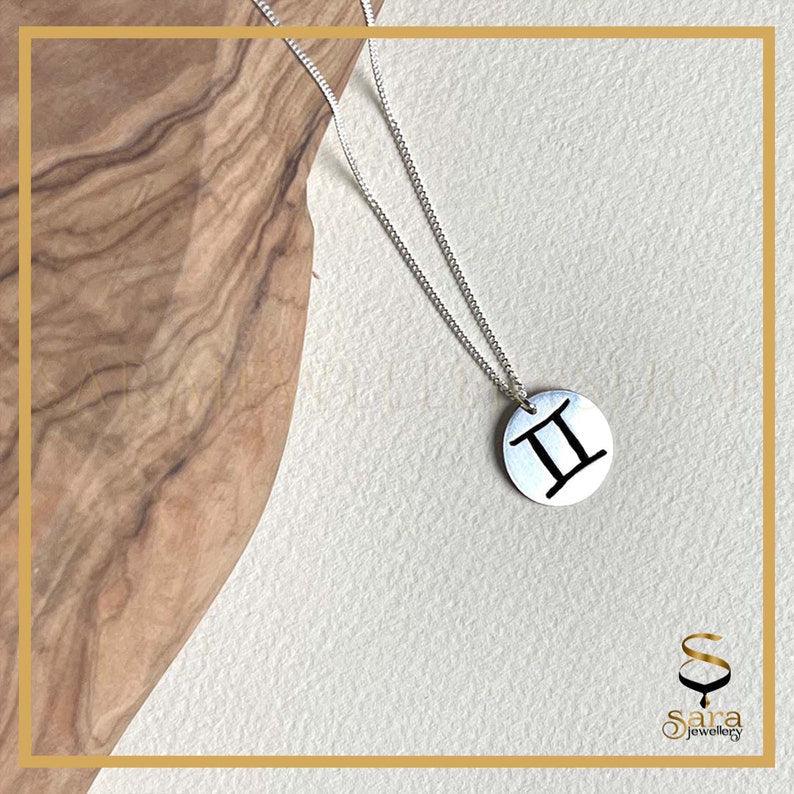 Zodiac Coin Necklace| Sterling silver minimal zodiac necklaces| Minimal pendant| Zodiac pendant - Sara jewellery shop