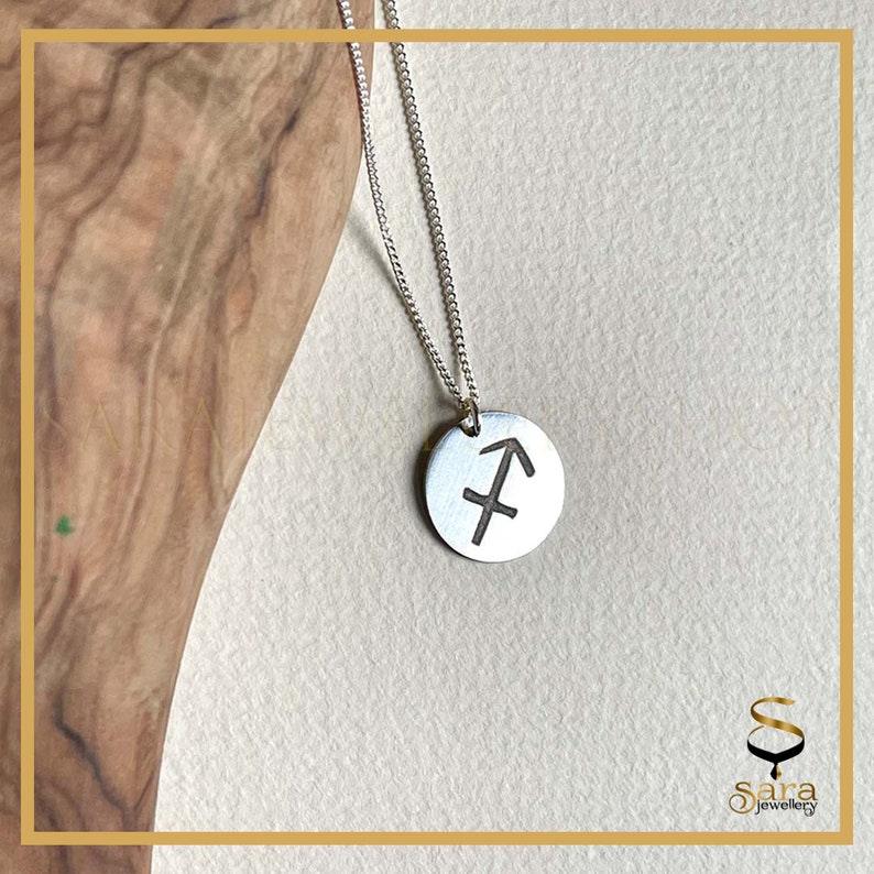 Zodiac Coin Necklace| Sterling silver minimal zodiac necklaces| Minimal pendant| Zodiac pendant - Sara jewellery shop