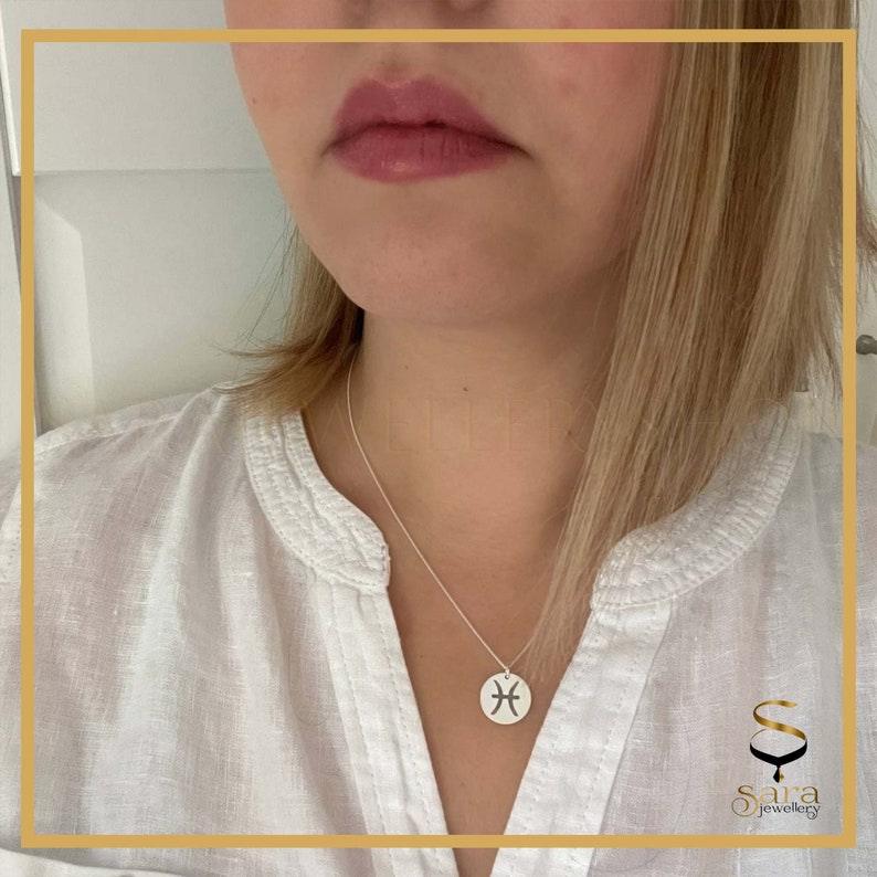 Zodiac Coin Necklace| Sterling silver minimal zodiac necklaces| Minimal pendant| Zodiac pendant - Sara jewellery shop