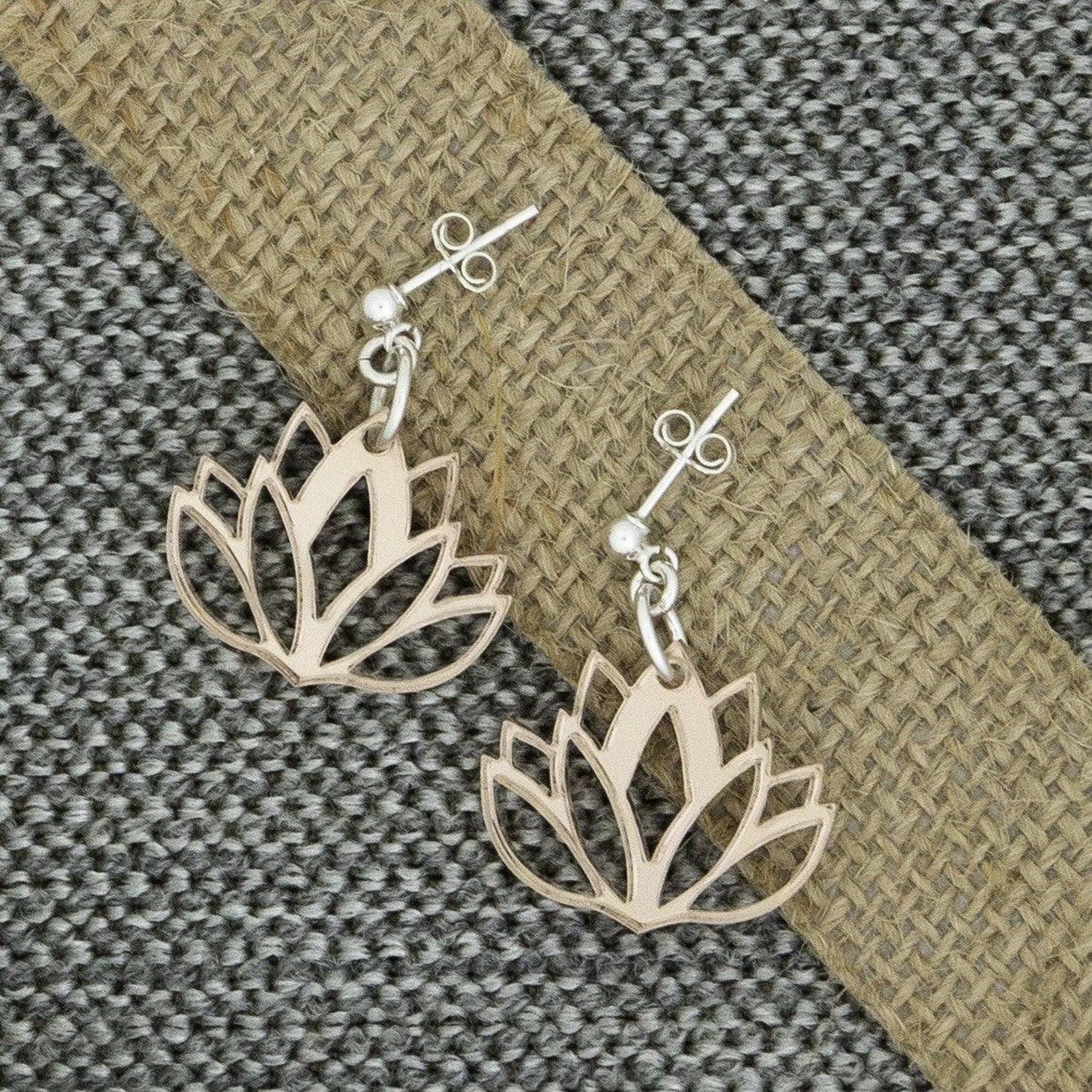 Silver Lotus Earrings|Drop Earrings|flower earrings |drop earrings|dangle earrings - sjewellery|sara jewellery shop toronto