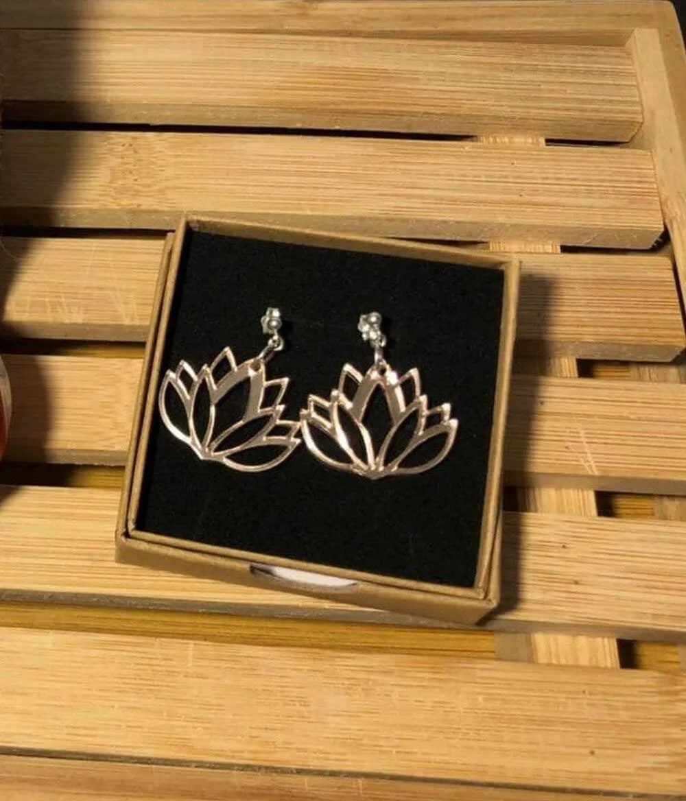 Silver Lotus Earrings|Drop Earrings|flower earrings |drop earrings|dangle earrings - sjewellery|sara jewellery shop toronto