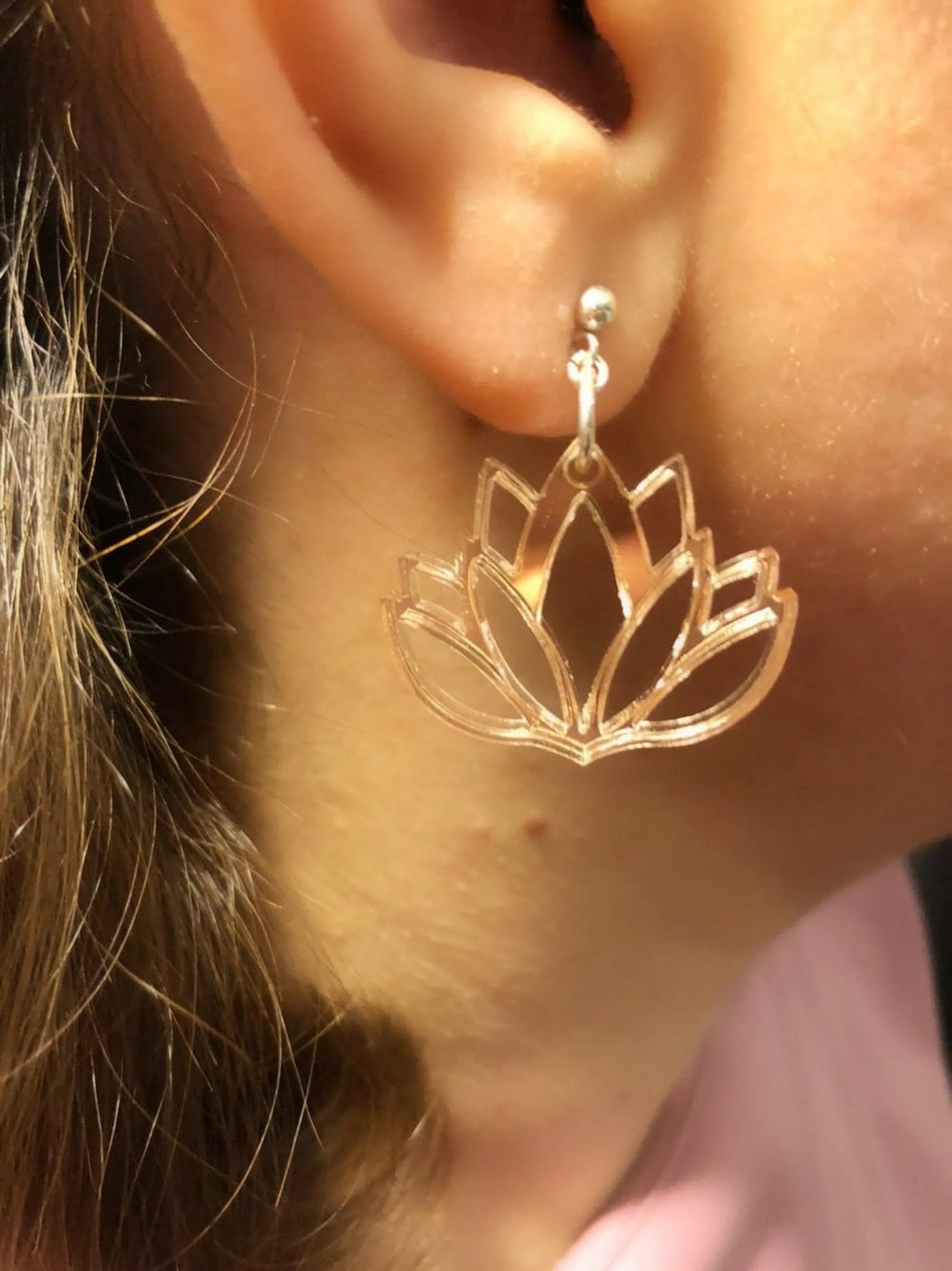 Silver Lotus Earrings|Drop Earrings|flower earrings |drop earrings|dangle earrings - sjewellery|sara jewellery shop toronto