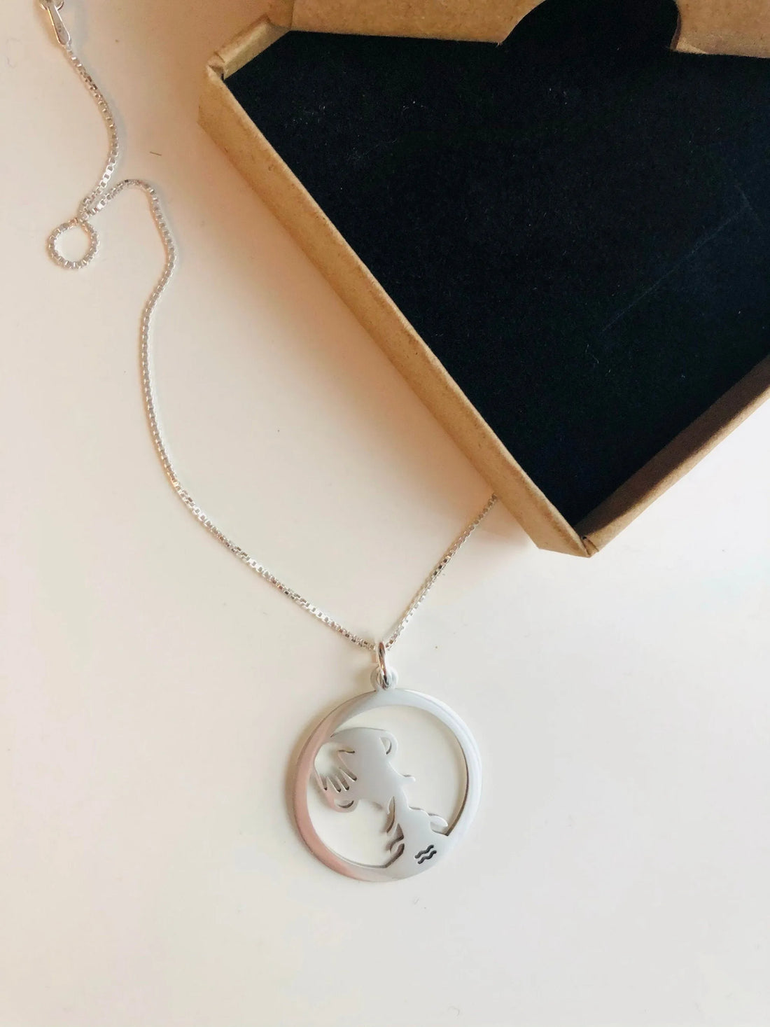 Personalized sterling silver zodiac sign with  silver box chain, Personalized silver necklace, gift for her - Sara jewellery shop