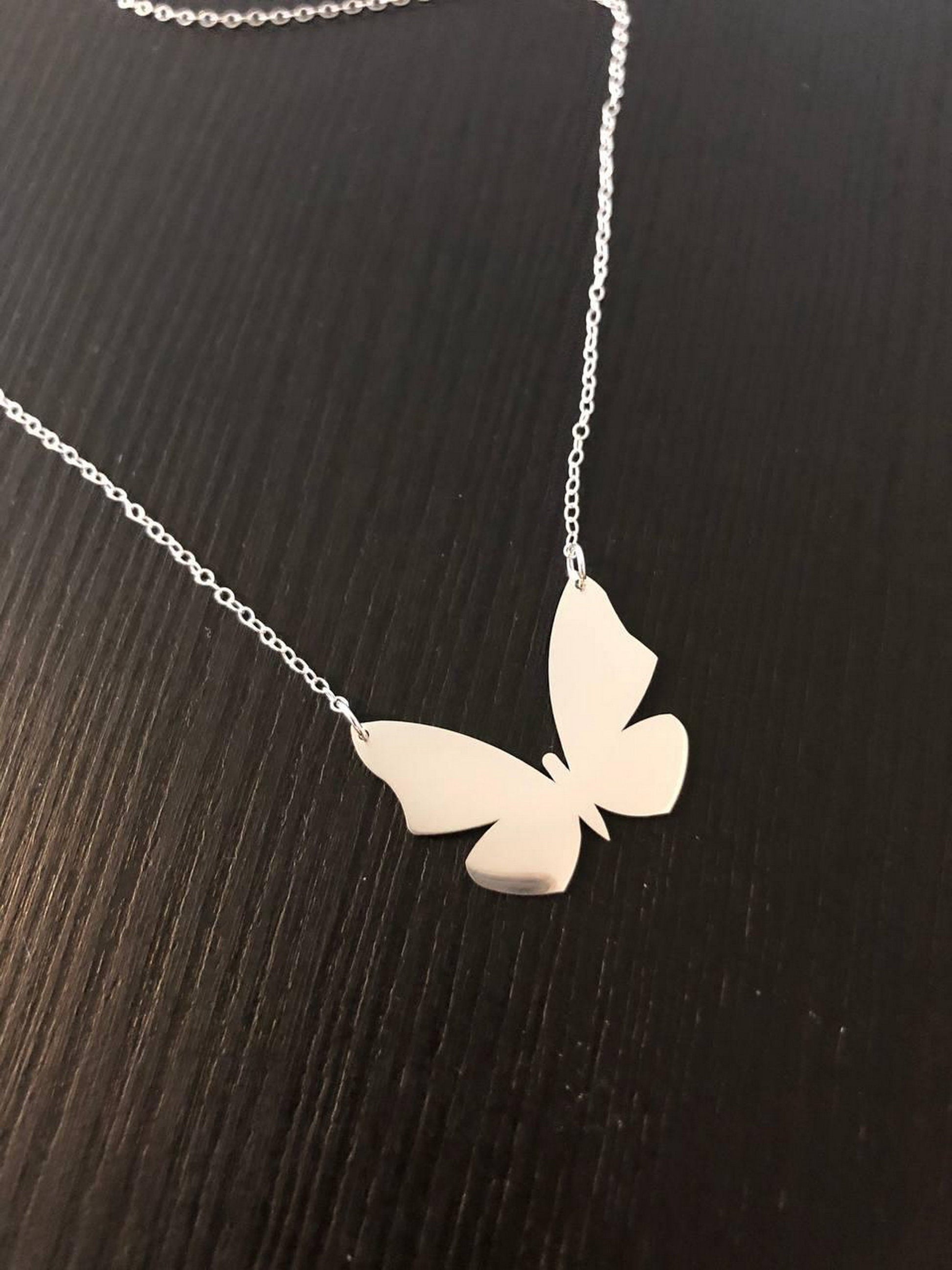 Sterling silver butterfly pendant with sterling silver chain, dainty silver necklace, - sjewellery|sara jewellery shop toronto