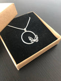 Silver necklace,Circle butterfly pendant with chain in sterling silver - sjewellery|sara jewellery shop toronto