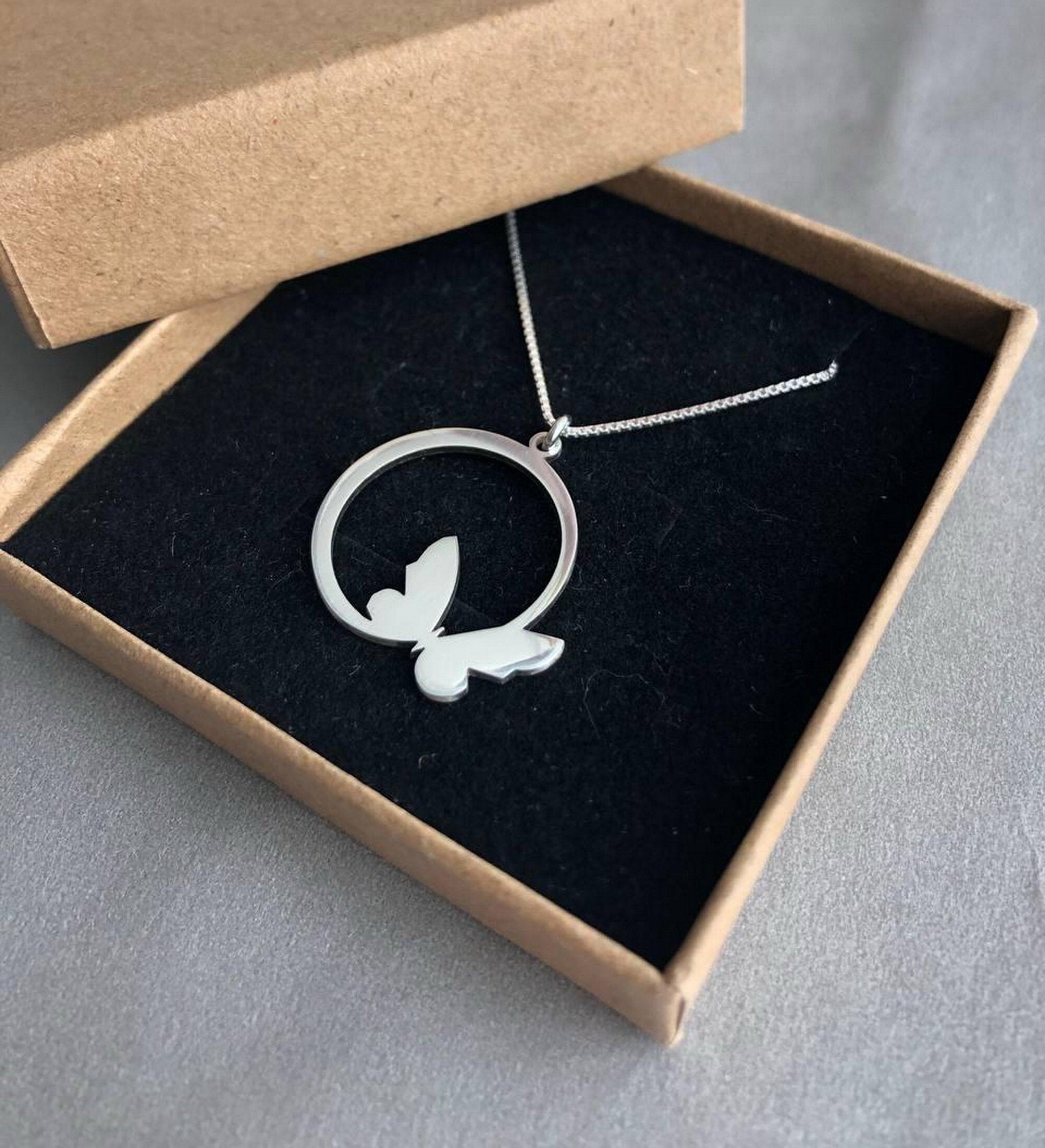 Butterfly Necklace For Woman, Butterfly Necklace, Silver Butterfly Pendant, Butterfly initial Necklace, Necklace For Mom, Christmas Gift - sjewellery|sara jewellery shop toronto