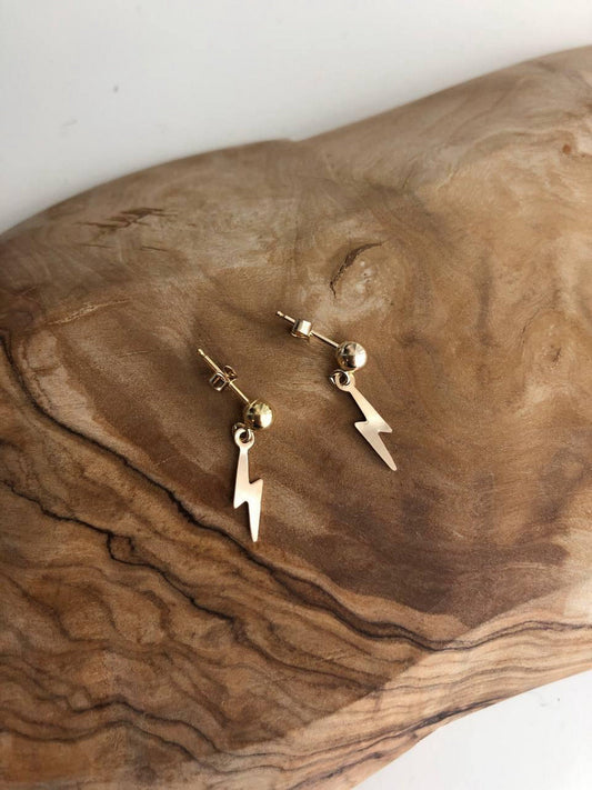 14k Gold Filled Tarnish Resistant, Gold Ball Studs With Mini Lightening, Everyday Minimalist Classic Ball Stud Earrings