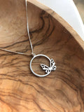 Silver necklace,Circle butterfly pendant with chain in sterling silver - sjewellery|sara jewellery shop toronto