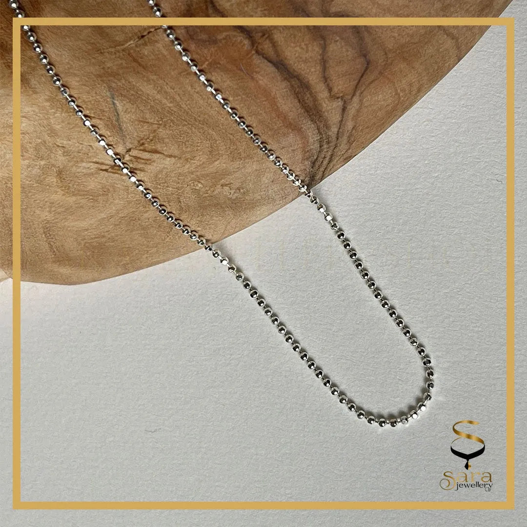 Sterling Silver Italian Ball Chain Necklace 2mm Thickness ,Ball chain necklace 16-18 inch, - Sara jewellery shop