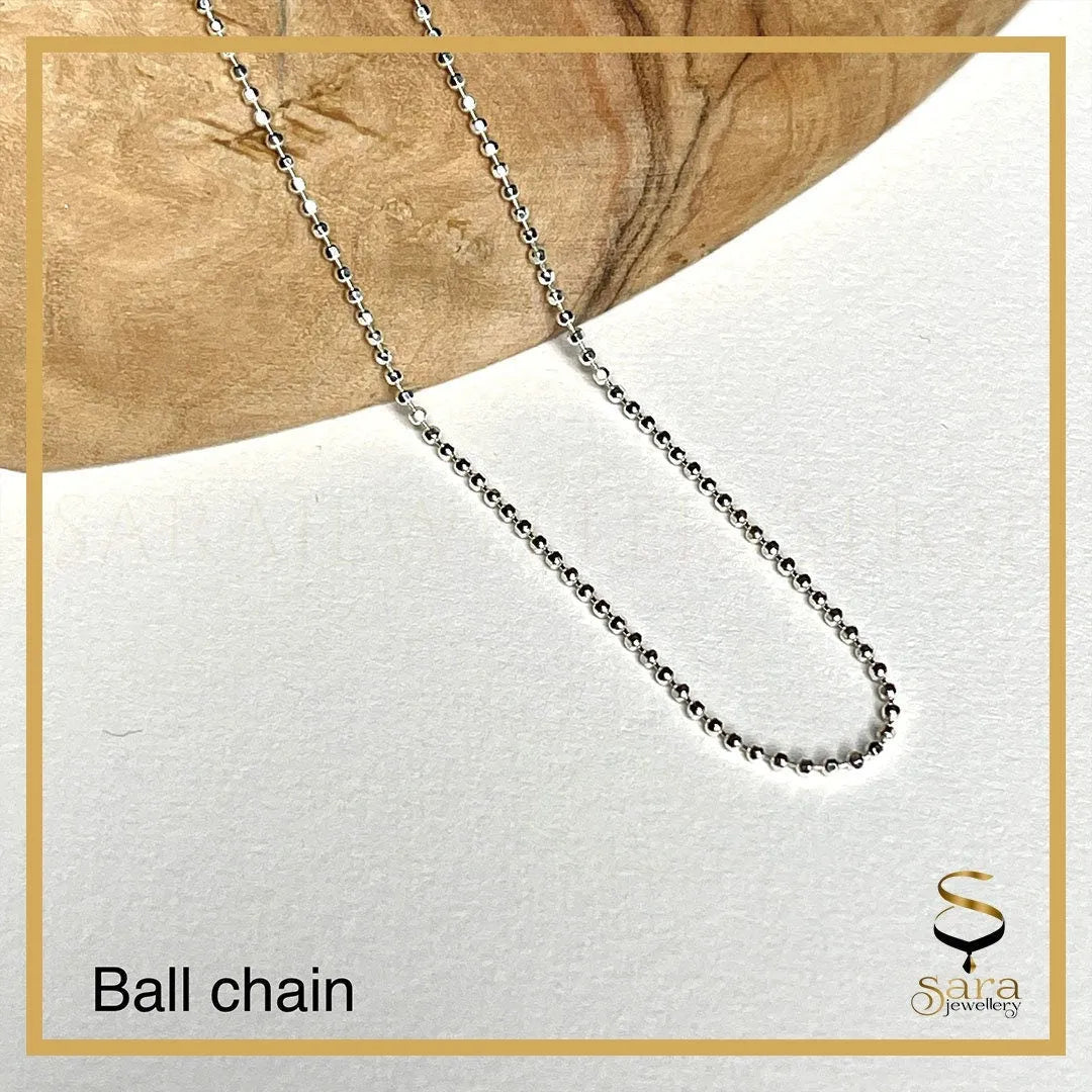 Sterling Silver Italian Ball Chain Necklace 2mm Thickness ,Ball chain necklace 16-18 inch, - Sara jewellery shop