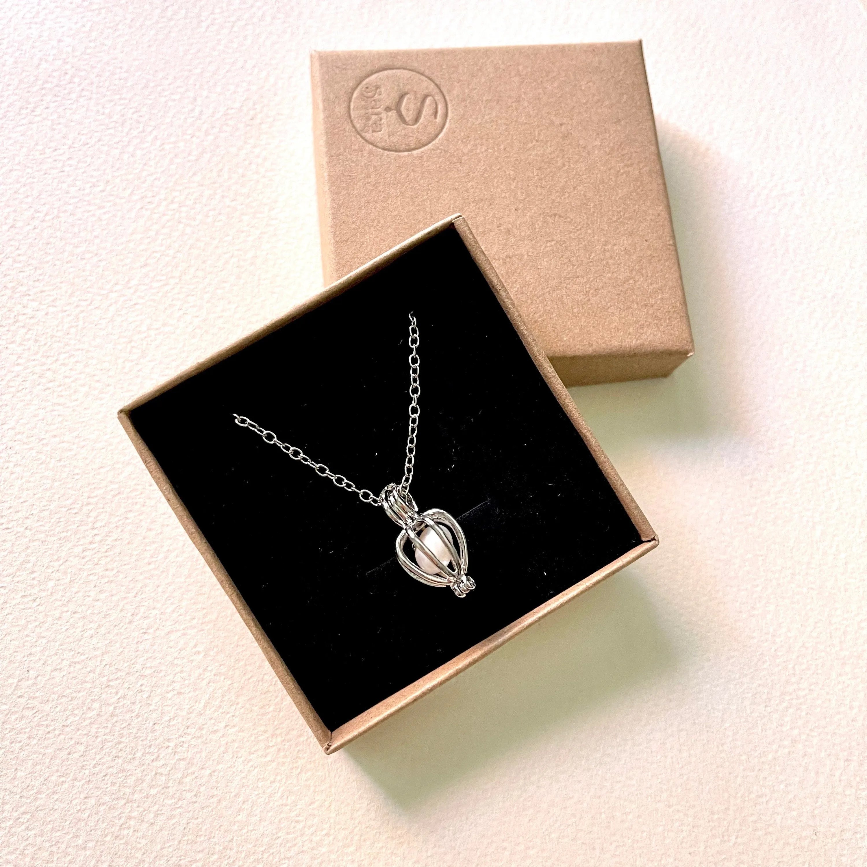 18K Gold Tarnish Resistant, Heart Pearl Cage Necklace In White Gold With Silver Chain, Great For Gifts, Dainty Necklace, Layering Necklace - Sara jewellery shop