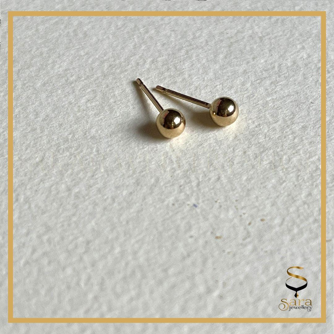 14K Gold Filled Ball Studs for Men Women - Classic, Everyday, Dainty, Minimalist & Plain , Single Piece Or Pair - sjewellery|sara jewellery shop toronto