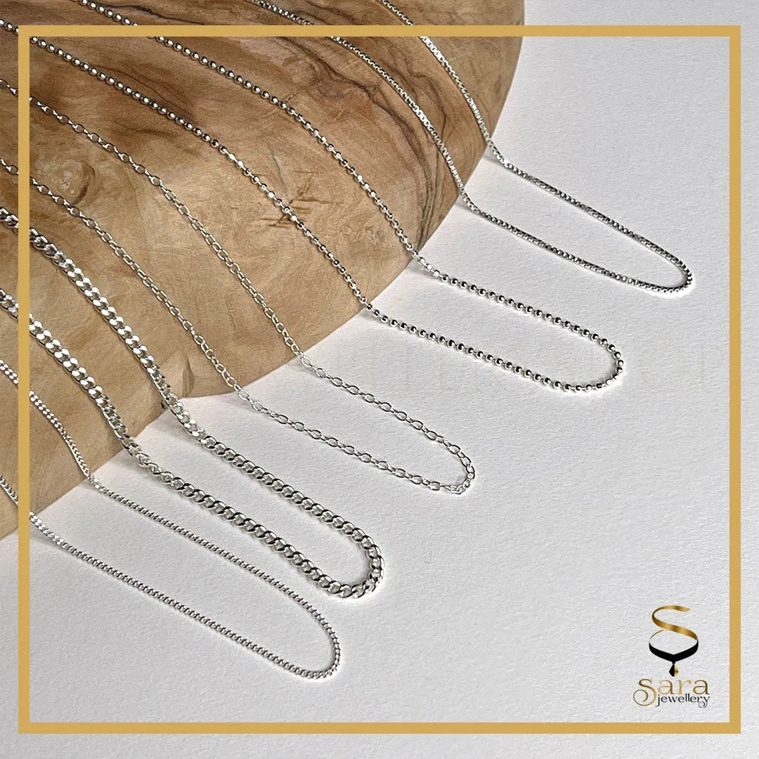 Dainty Cable Chain in Sterling Silver, Silver Cable Chain For Women - Sara jewellery shop
