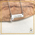 Sterling silver name bar, personalized silver necklace with crystal butterfly charm, minimalist name necklace - sjewellery|sara jewellery shop toronto