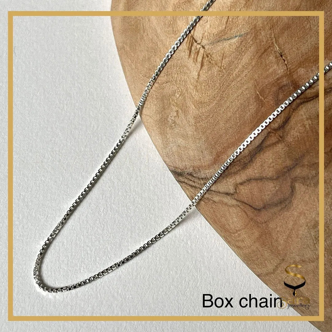 Dainty Sterling Silver Box chain, Silver Chain necklace For Everyday Use, Box Chain In Sterling Silver - Sara jewellery shop
