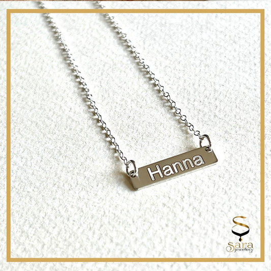Sterling silver name bar, personalized silver necklace with crystal butterfly charm, minimalist name necklace - sjewellery|sara jewellery shop toronto