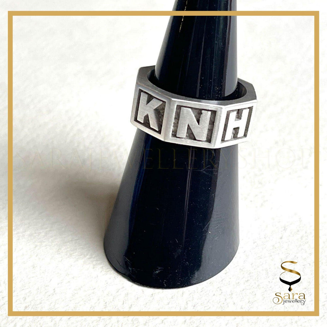 Sterling Silver Personalized Name Or Letter On Octagonal Ring, Personalized Silver Ring, Mens Ring - sjewellery|sara jewellery shop toronto