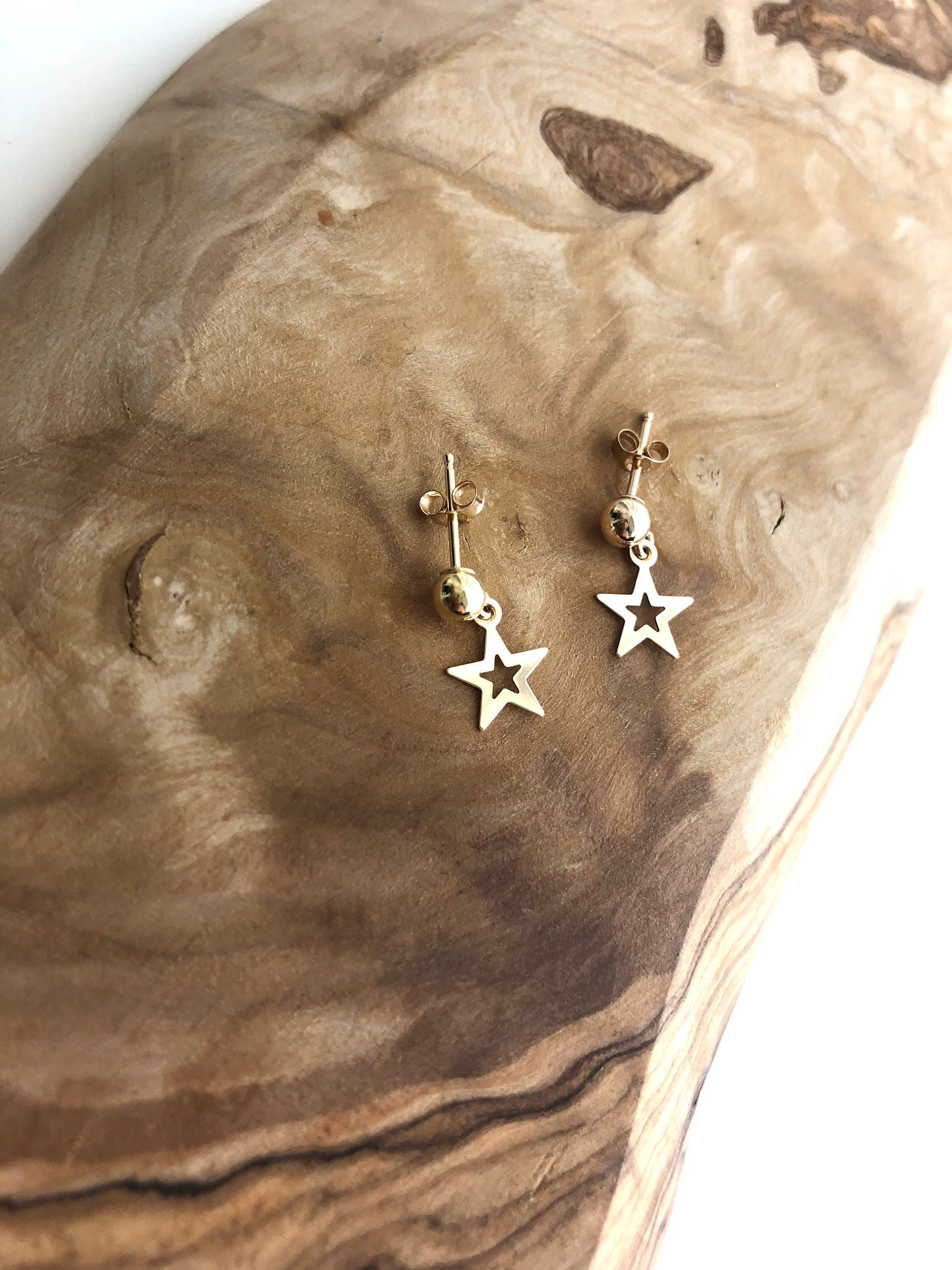 14k Gold Filled Tarnish Resistant, Ball Studs With Cut Out Stars, Everyday Minimalist Classic Ball Stud Earrings For Men & Women - sjewellery|sara jewellery shop toronto