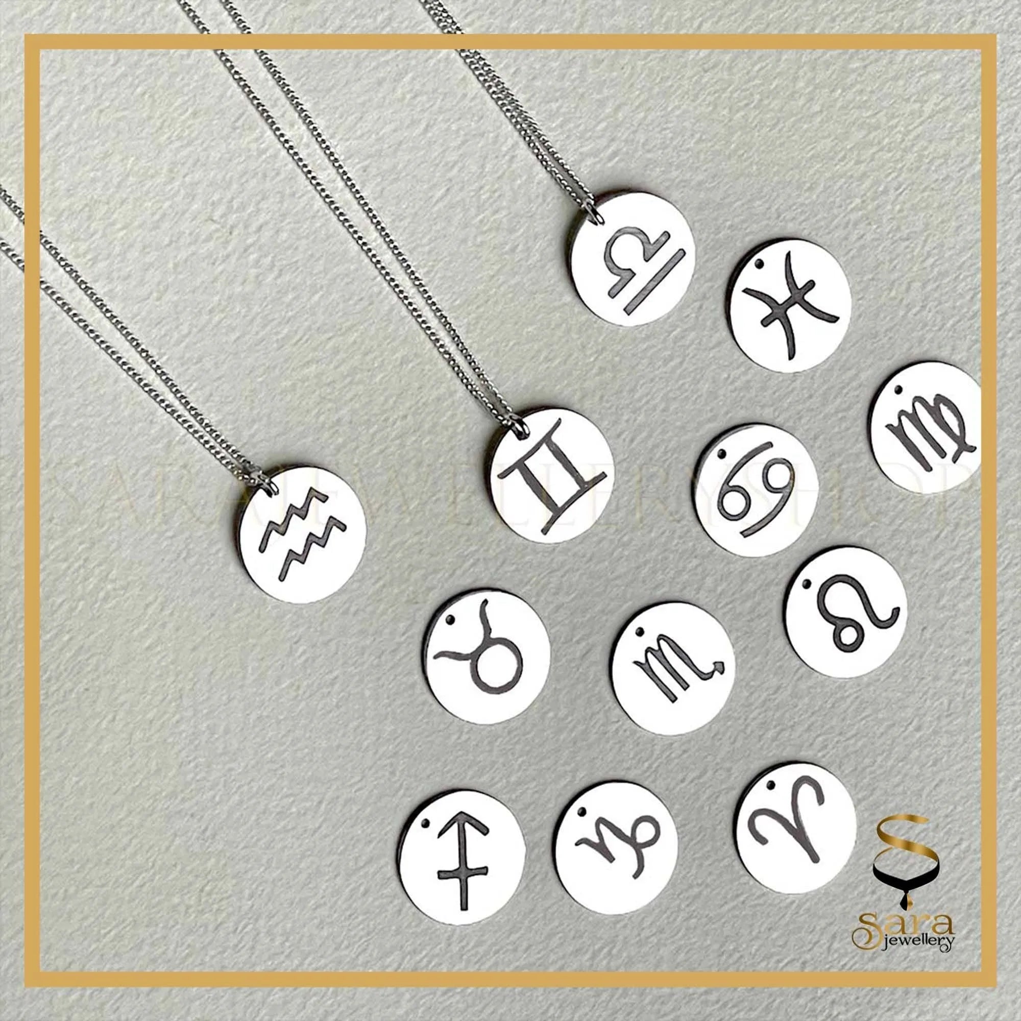 Zodiac Coin Necklace, Gold Coin Necklace, Gold Zodiac Necklace, Scorpio Zodiac Necklace, Leo Necklace, Libra Necklace, Virgo Necklace - Sara jewellery shop