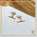 14k Gold Bar Earring, 14K Gold Filled Tarnish Resistant T Bar Stud Earring, Minimalist Bar Earring, Geometric Studs, Tiny Bar Line Stud - sjewellery|sara jewellery shop toronto