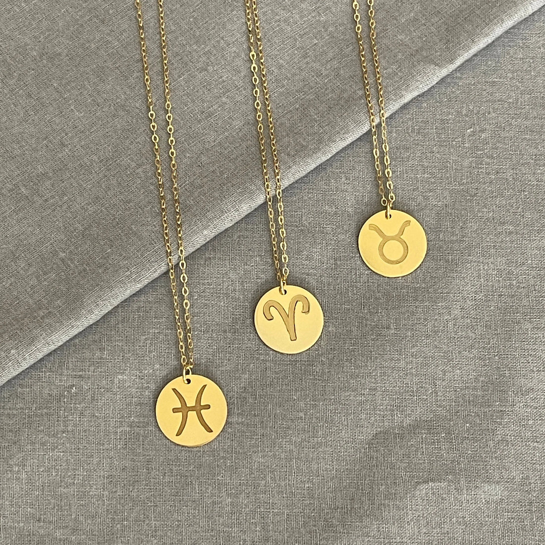 Zodiac Coin Necklace, Gold Coin Necklace, Gold Zodiac Necklace, Scorpio Zodiac Necklace, Leo Necklace, Libra Necklace, Virgo Necklace - Sara jewellery shop