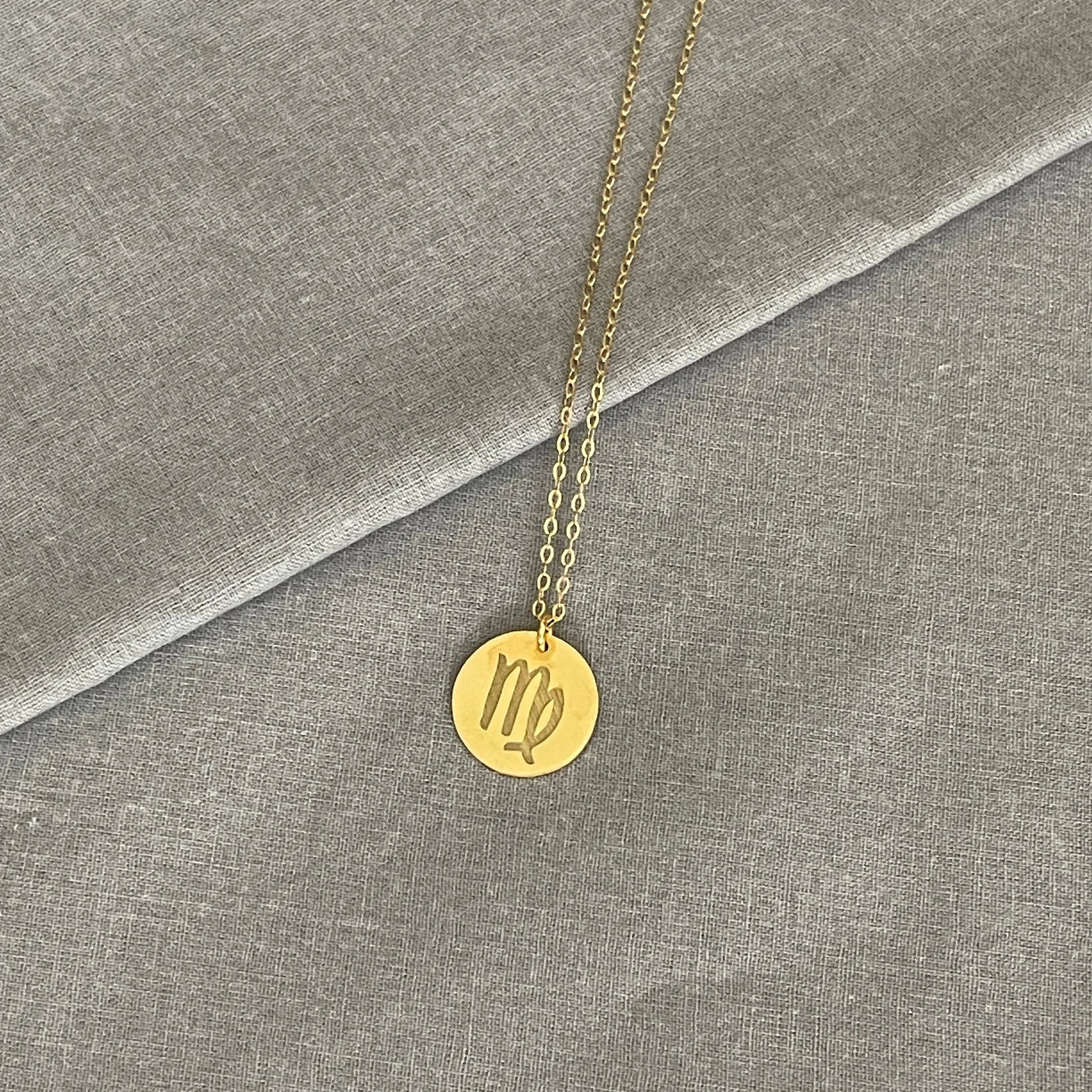 Zodiac Coin Necklace, Gold Coin Necklace, Gold Zodiac Necklace, Scorpio Zodiac Necklace, Leo Necklace, Libra Necklace, Virgo Necklace - Sara jewellery shop