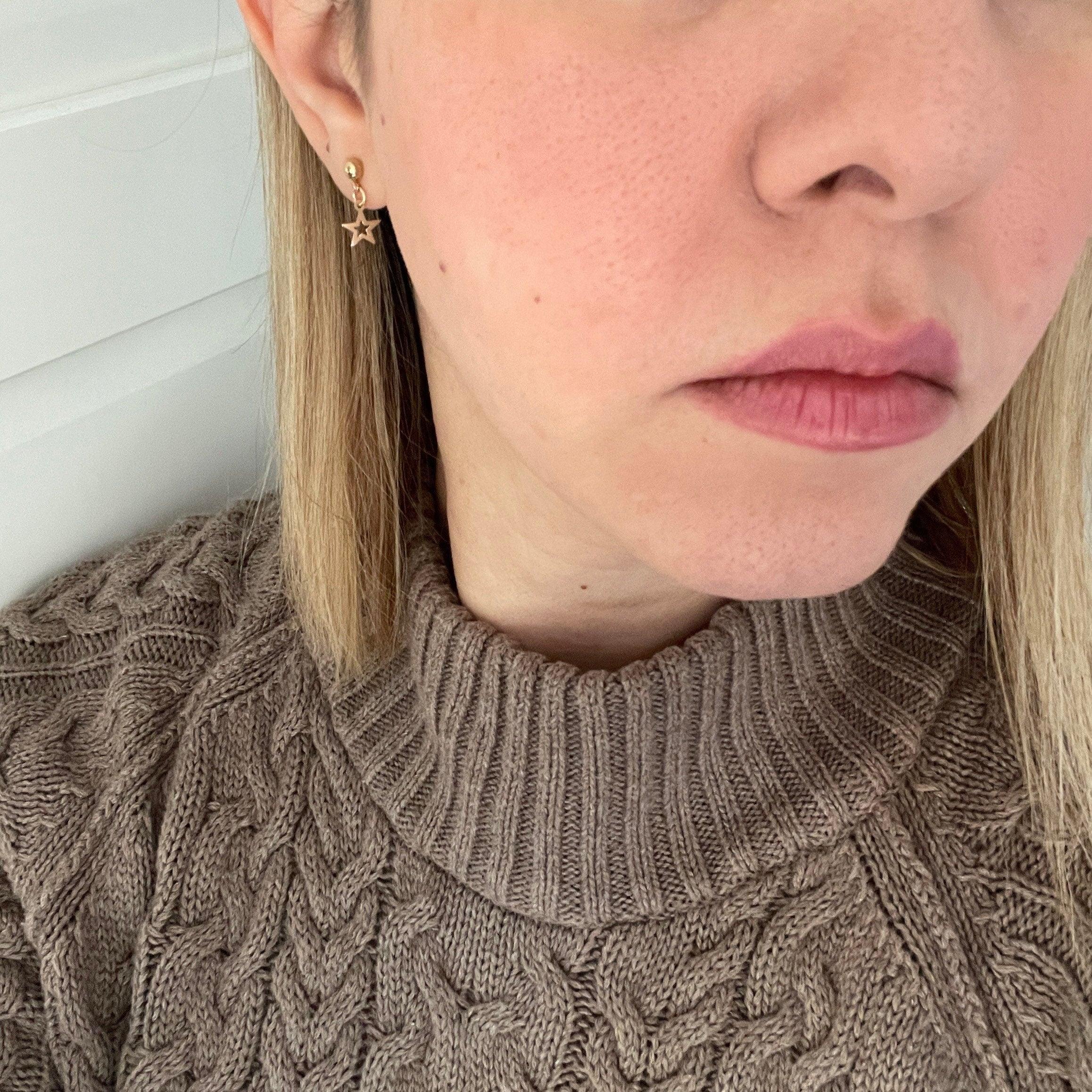 14k Gold Filled Tarnish Resistant, Ball Studs With Cut Out Stars, Everyday Minimalist Classic Ball Stud Earrings For Men & Women - sjewellery|sara jewellery shop toronto