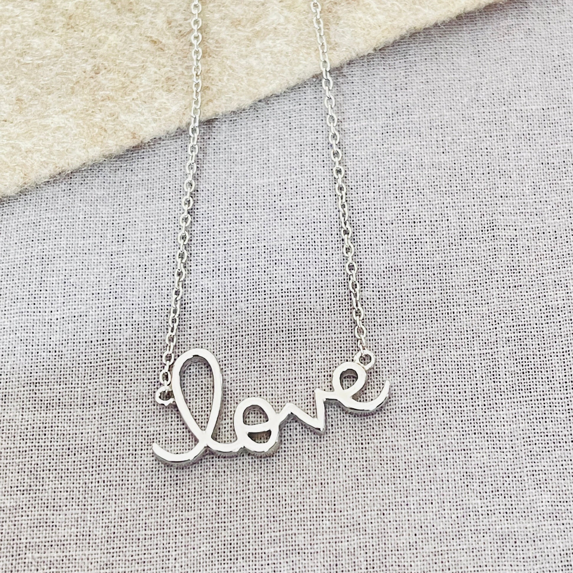 Dainty Love Necklace in Sterling Silver, Silver Love Necklace, Romantic Necklace, A Necklace For Everyday Use, Gifts For Her, Minimal - sjewellery|sara jewellery shop toronto
