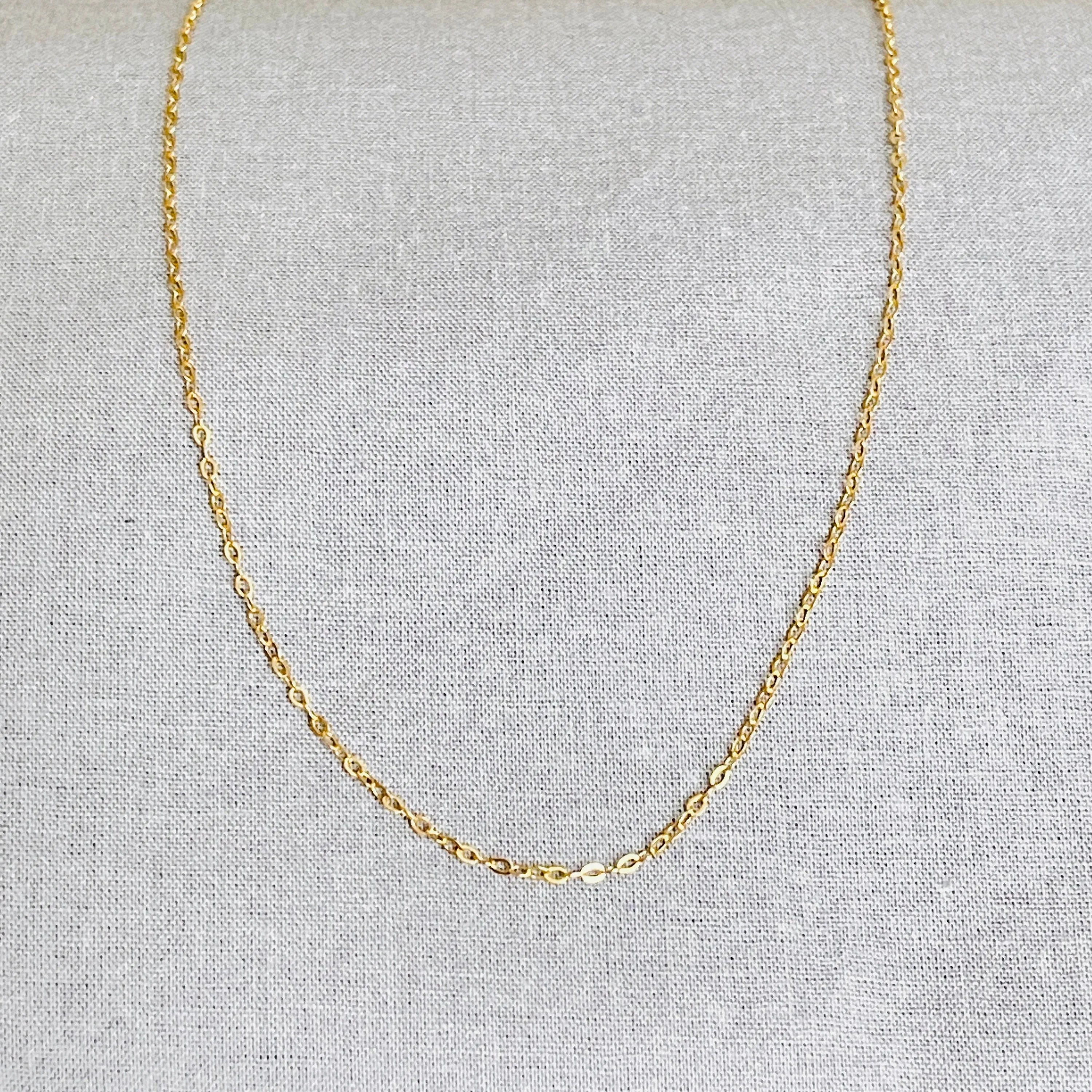 Dainty 14K Gold Filled Tarnish Resistant Cable Chain, 16" Thin Gold Chain Necklace For Men and Women, Gift For Dad, Minimalist Simple Gift - Sara jewellery shop