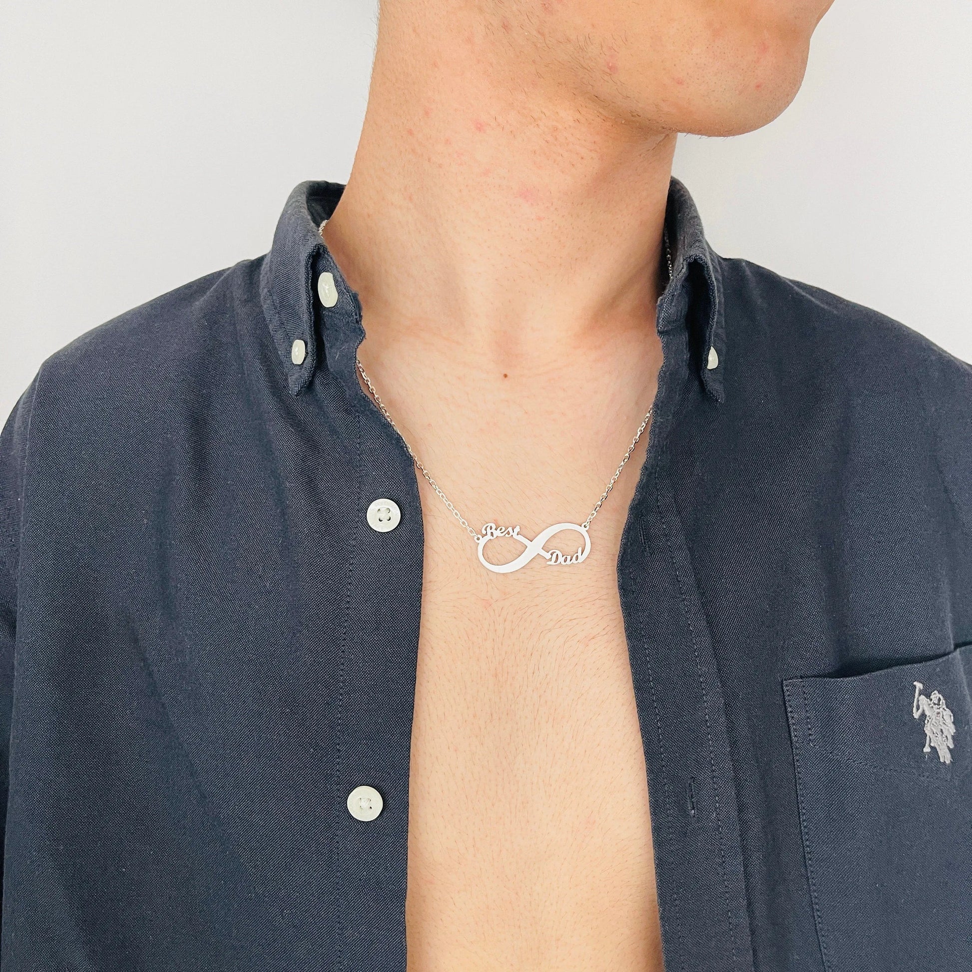 Dainty Personalized Sterling Silver Infinity Name Necklace, Men Infinity Pendant, 925 Silver Handmade Infinity Family Love Necklace - Sara jewellery shop