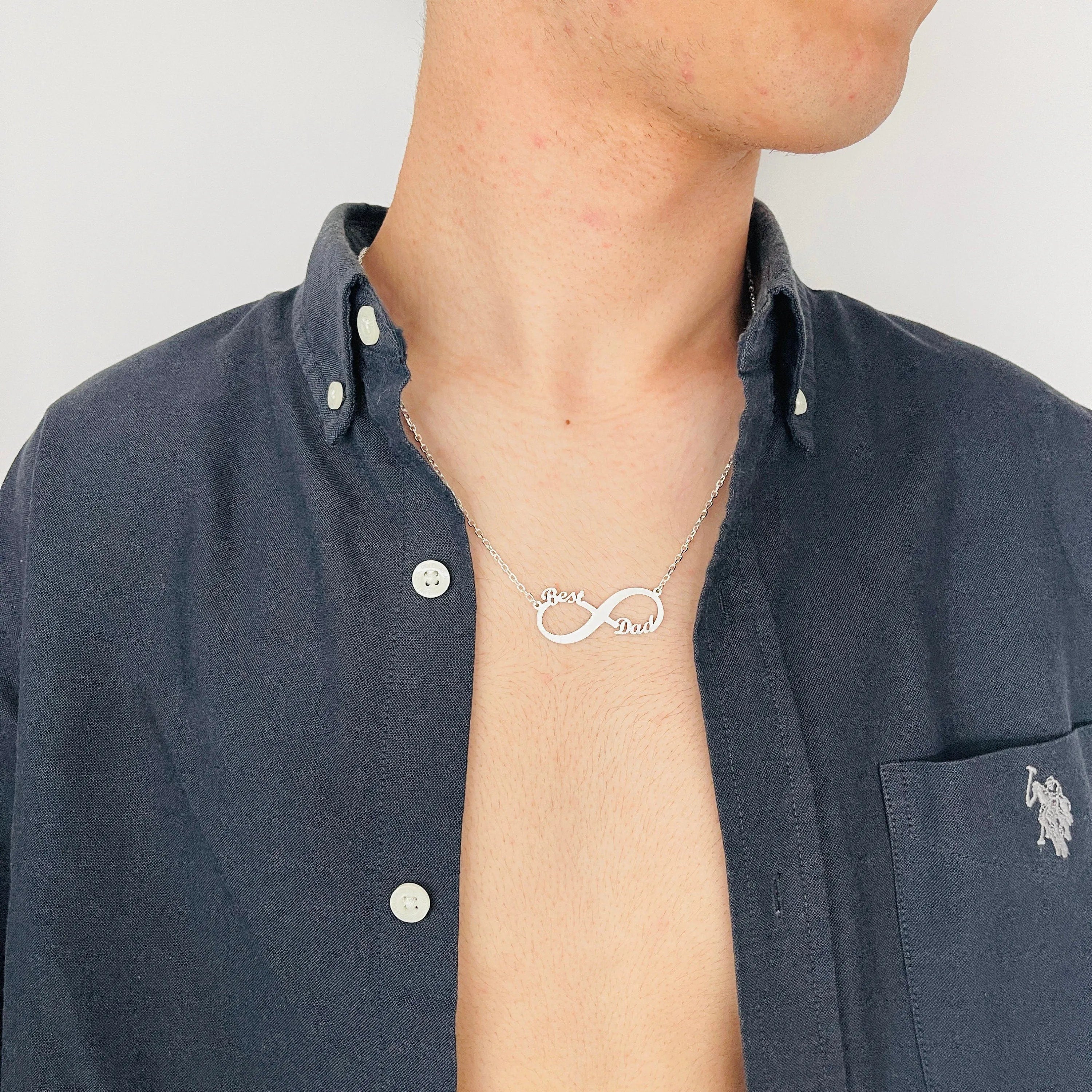 Dainty Personalized Sterling Silver Infinity Name Necklace, Men Infinity Pendant, 925 Silver Handmade Infinity Family Love Necklace - Sara jewellery shop