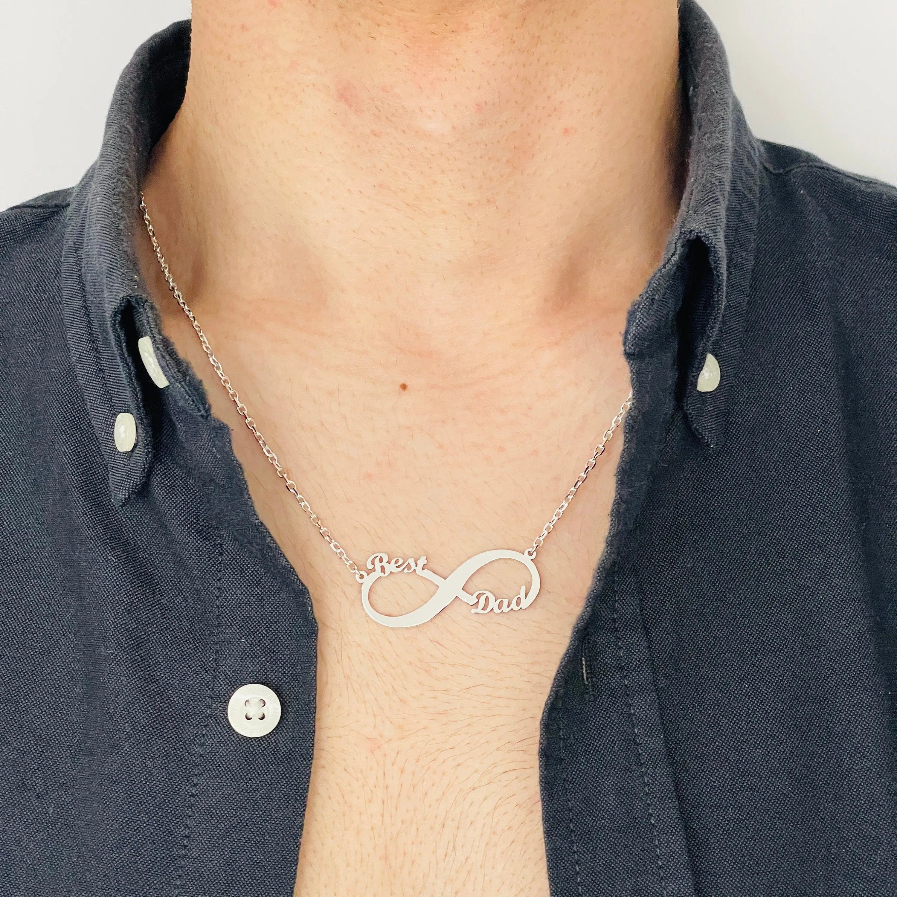 Dainty Personalized Sterling Silver Infinity Name Necklace, Men Infinity Pendant, 925 Silver Handmade Infinity Family Love Necklace - Sara jewellery shop