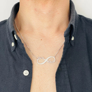 Dainty Personalized Sterling Silver Infinity Name Necklace, Men Infinity Pendant, 925 Silver Handmade Infinity Family Love Necklace - Sara jewellery shop