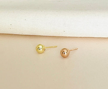 Dainty Gold And Rose Gold Ball Stud Earrings, Sterling Silver Sphere Stud Earrings, Classic Earrings For Men And Women