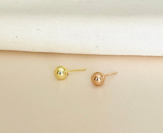 Dainty Gold And Rose Gold Ball Stud Earrings, Sterling Silver Sphere Stud Earrings, Classic Earrings For Men And Women - sjewellery|sara jewellery shop toronto
