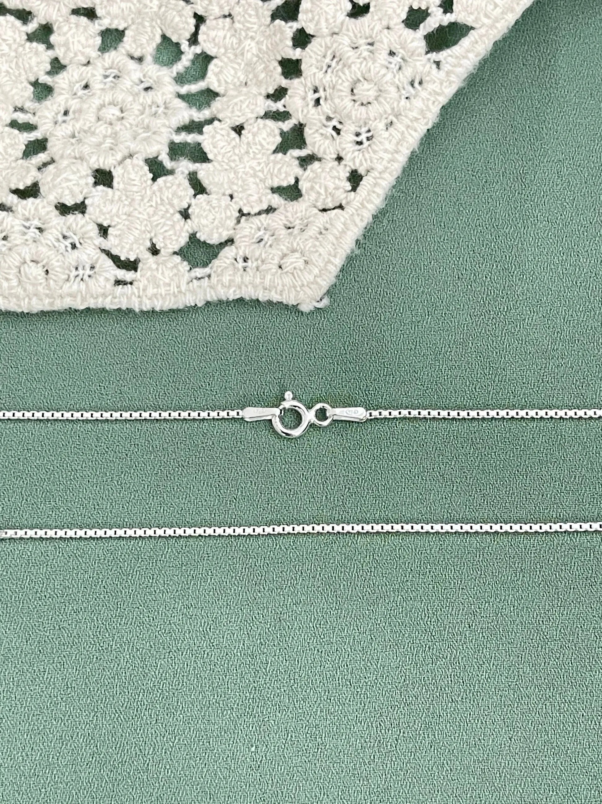 Dainty Sterling Silver Box chain, Silver Chain necklace For Everyday Use, Box Chain In Sterling Silver - Sara jewellery shop