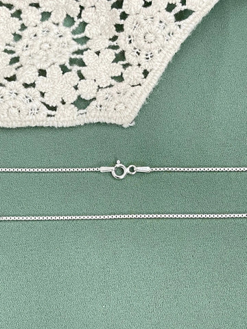 Dainty Sterling Silver Box chain, Silver Chain necklace For Everyday Use, Box Chain In Sterling Silver - Sara jewellery shop