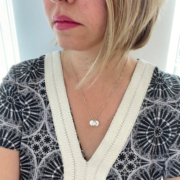 Personalized Sterling silver Initials Necklace With Freshwater Pearl, Custom Initials Disks, Sterling Silver Engraved Discs With Pearl - Sara jewellery shop