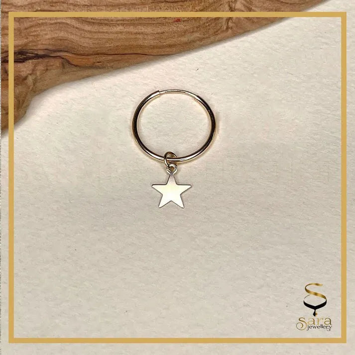 Star Hoop Earrings Size 10mm- 24mm, Star Earrings star Dangle, 14K Gold Filled Tarnish Resistant - Sara jewellery shop