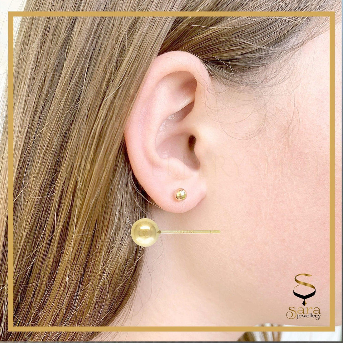 14K Gold Filled Ball Studs for Men Women - Classic, Everyday, Dainty, Minimalist & Plain , Single Piece Or Pair - sjewellery|sara jewellery shop toronto