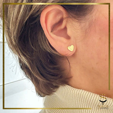 Dainty Gold Heart studs, Sterling Silver Earrings, Gold Plated Stud Earrings For Women, Heart Earrings With Cubic Zirconia