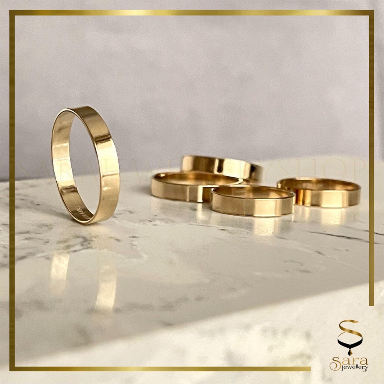 Tarnish Resistant 14k Gold Filled Thick Band Ring, Gold Band Ring, Flat Stacking Ring, Simple Gold Band Ring, Cigar Band, Ring Size5,6,7,8,9 - sjewellery|sara jewellery shop toronto