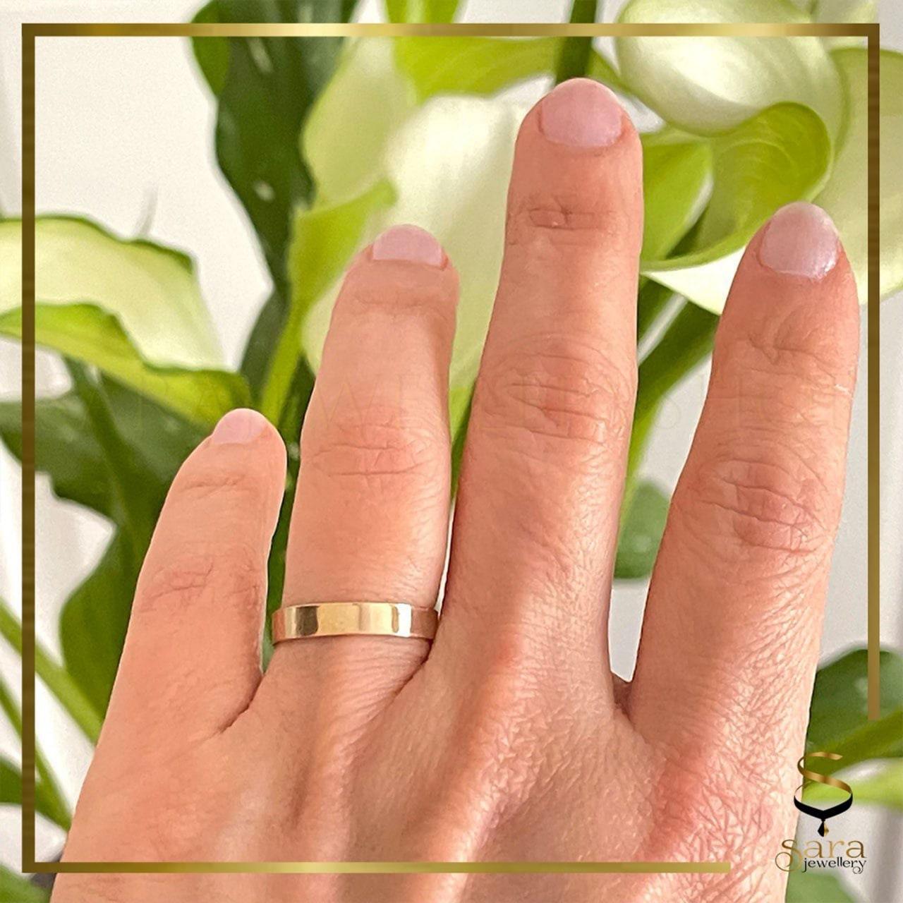 Tarnish Resistant 14k Gold Filled Thick Band Ring, Gold Band Ring, Flat Stacking Ring, Simple Gold Band Ring, Cigar Band, Ring Size5,6,7,8,9 - sjewellery|sara jewellery shop toronto