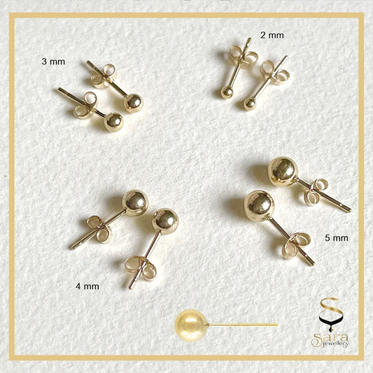 14K Gold Filled Ball Studs for Men Women - Classic, Everyday, Dainty, Minimalist & Plain , Single Piece Or Pair - sjewellery|sara jewellery shop toronto
