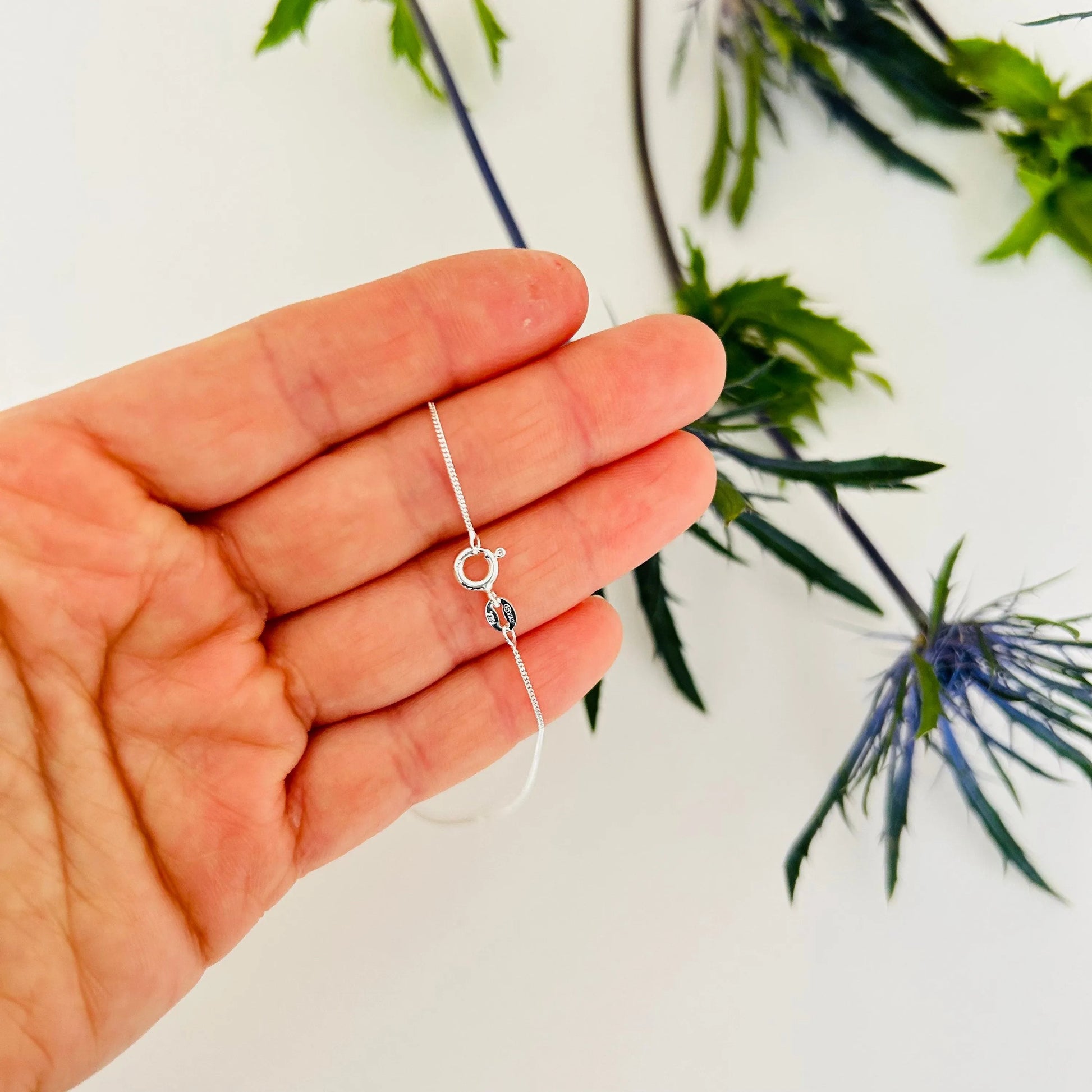 Dainty Sterling Silver Curb Chain, Silver Chain Necklace, 16 Inches Sterling Silver Curb Chain - Sara jewellery shop