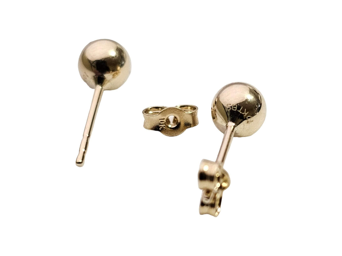 SOLID 10K Gold Ball Earrings, 3MM, 4MM, 5MM, Ball Earring Studs, Gold Push Back Studs Woman Or mens, Kids Genuine Gold Ball - sjewellery|sara jewellery shop toronto