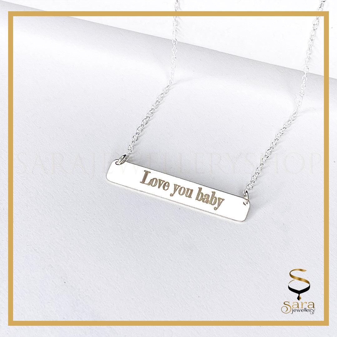 silver Personalized bar necklace| 925 Sterling Silver Personalized Custom Engravable Bar Necklace sjewellery|sara jewellery shop toronto